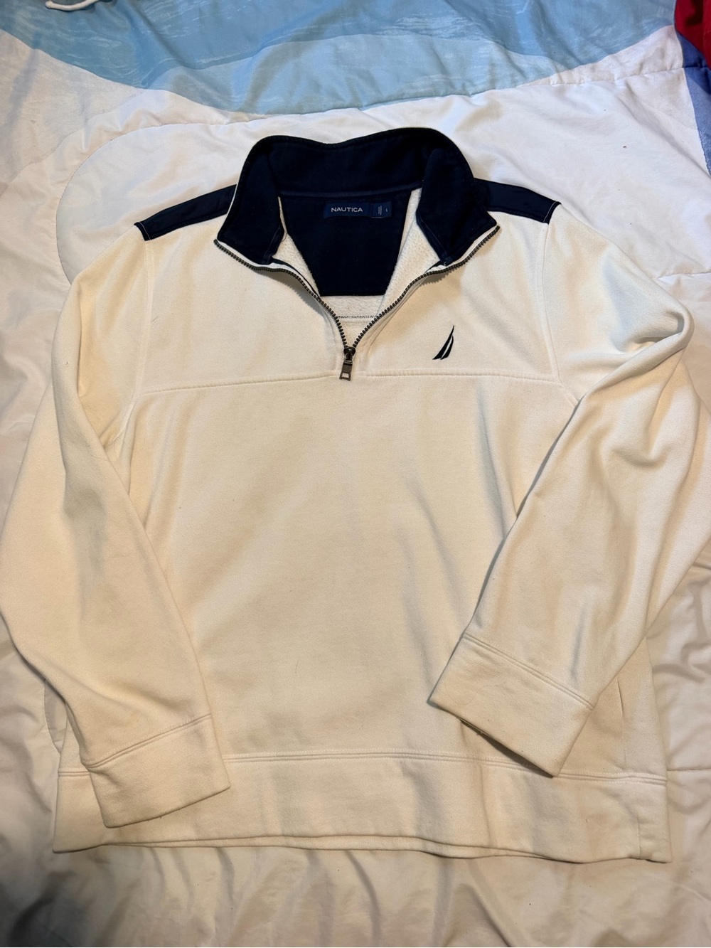 Nautica Men’s White Quarter-Zip Pullover Sweater